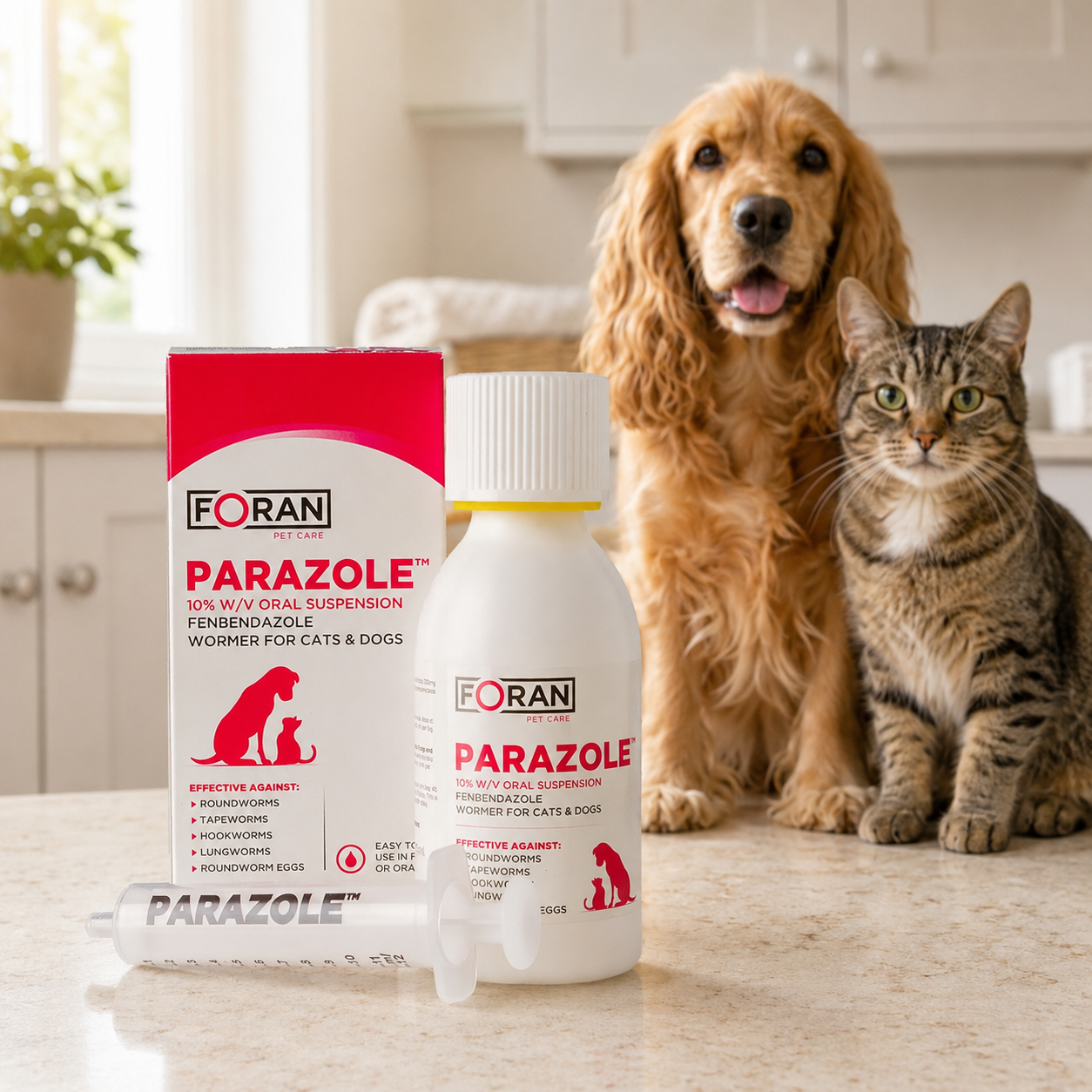 Foran Parazole Wormer for Cats & Dogs, 100ml