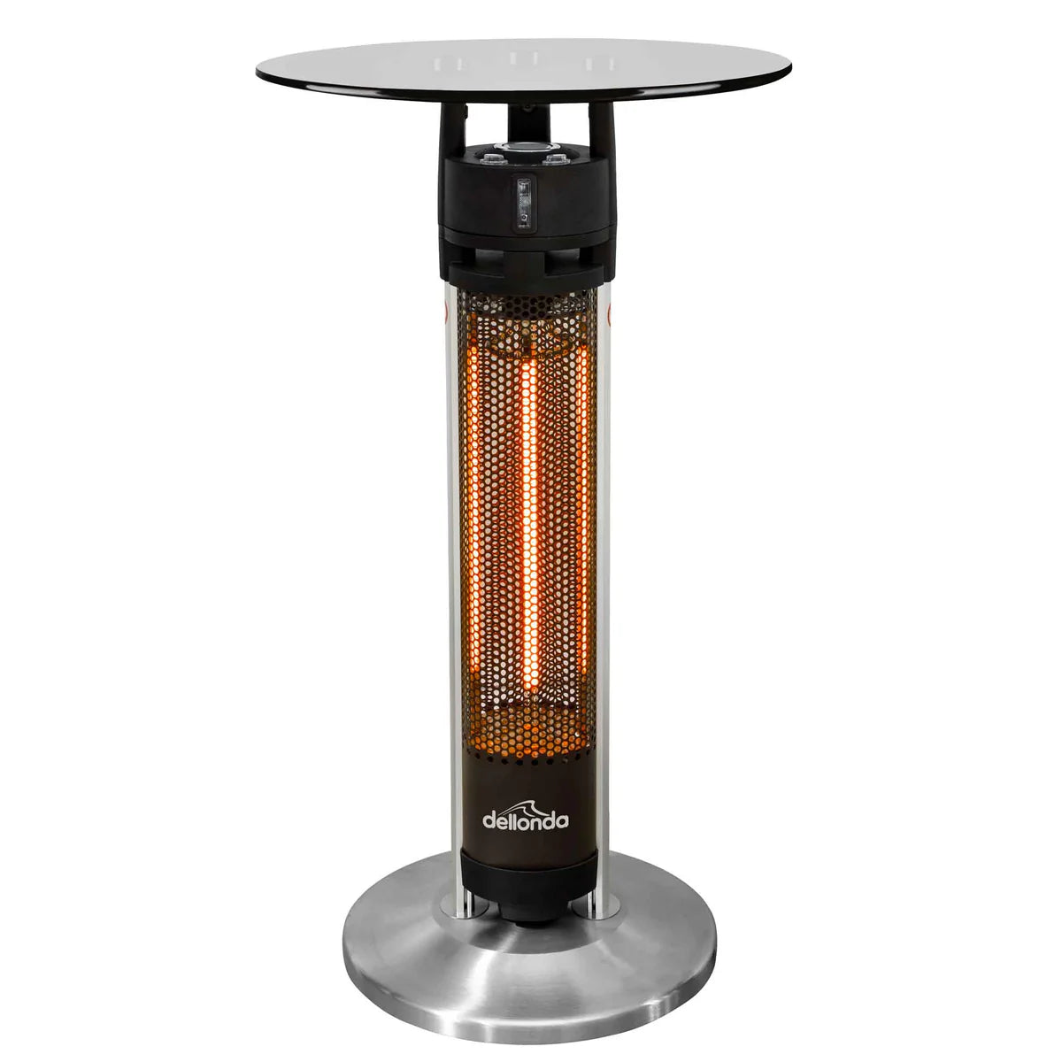 Dellonda 95cm Bistro Table with 1600W Heater, Black/Stainless Steel