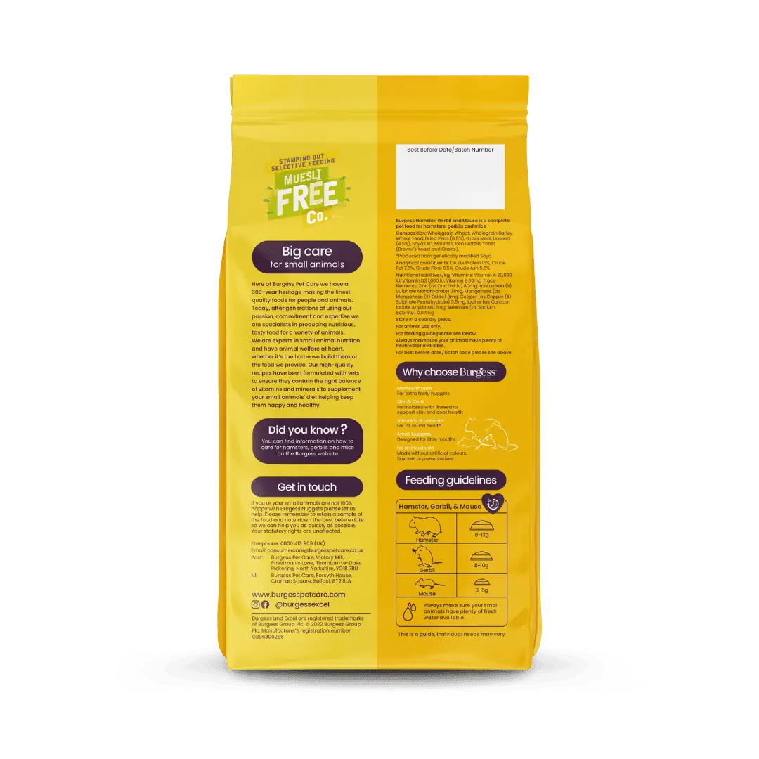 Burgess Hamster, Gerbil & Mouse Food, 750g
