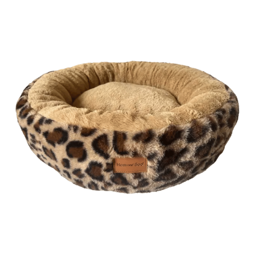 Hem & Boo Leopard Print Circular Dog Bed