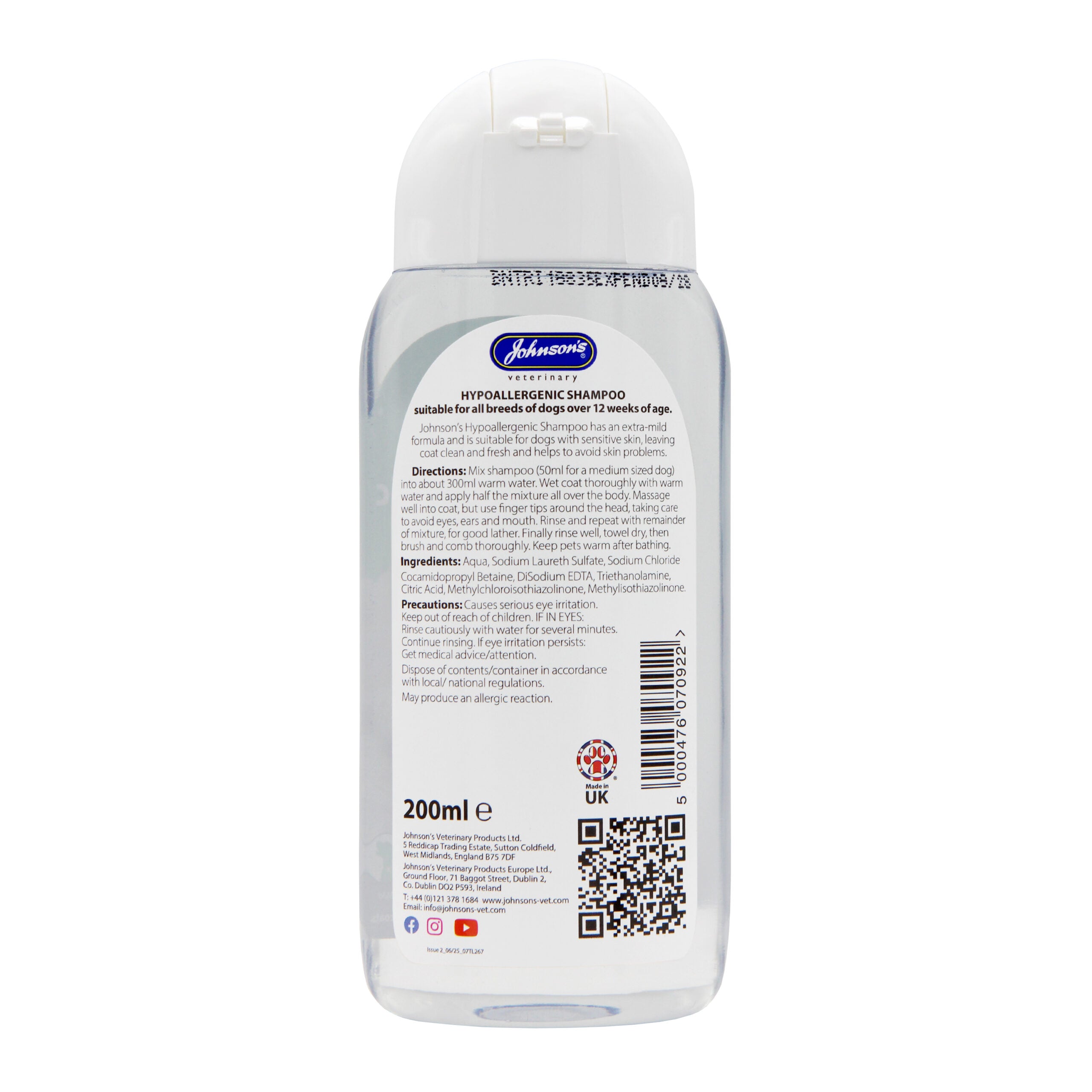 Johnson's Hypoallergenic Shampoo, 200ml