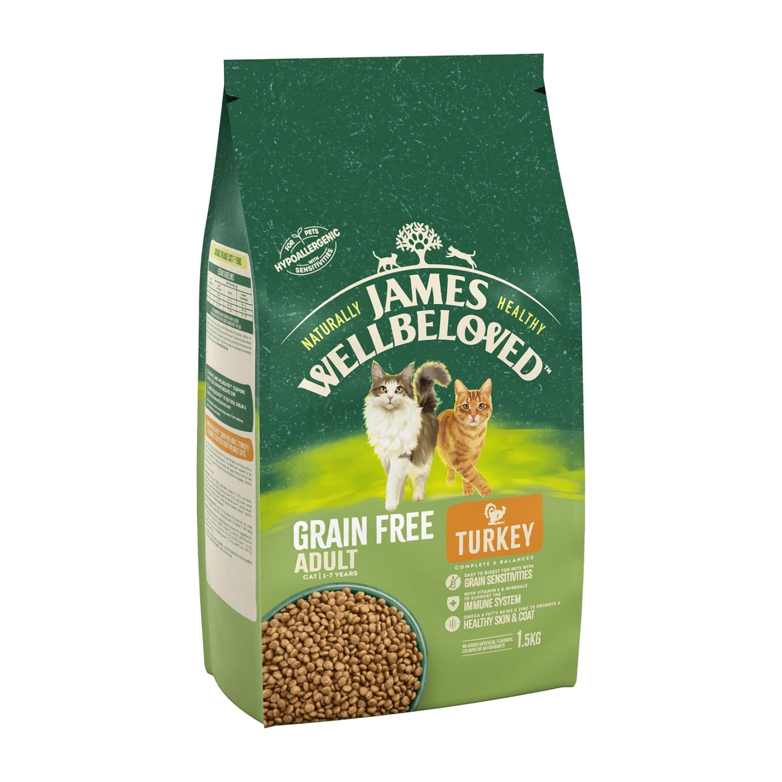James Wellbeloved Grain Free Turkey Dry Cat Food for Adult Cats, 1.5kg