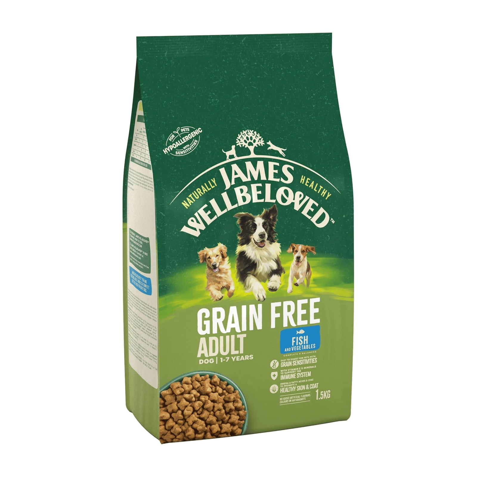 James Wellbeloved Grain Free Fish & Rice Dry Dog Food for Adult Dogs, 1.5kg