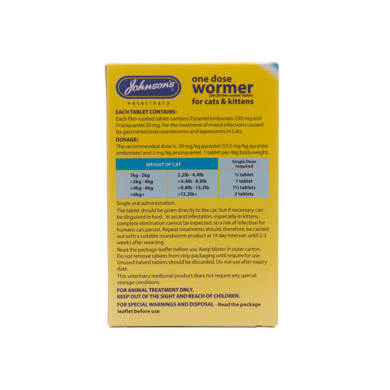 Johnson's One Dose Wormer for Cats and Kittens