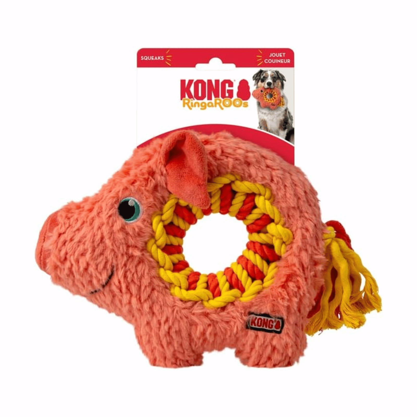 Kong Ringaroos Pig Dog Toy, Medium
