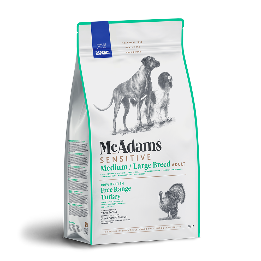 McAdams Sensitive Turkey Dry Dog Food for Medium/Large Breed Adult Dogs, 2kg