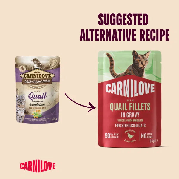 Carnilove Quail with Dandelion Wet Cat Food for Adult Cats, 85g