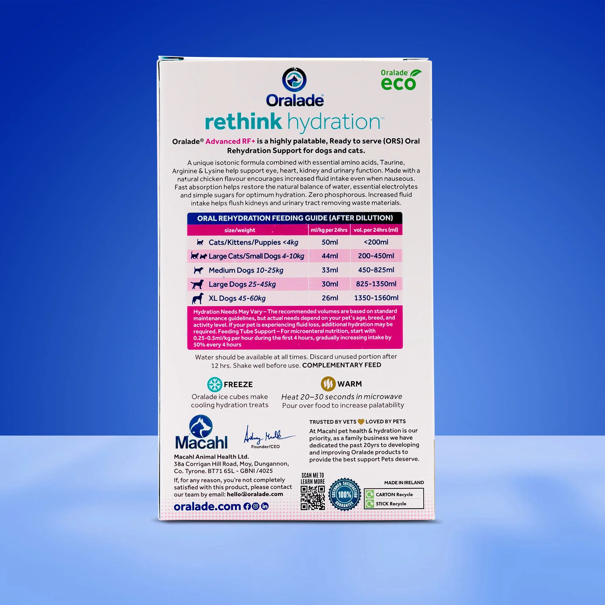 Oralade Advanced RF+ Liquid Concentrate Oral Rehydration for Dogs & Cats, 6x50ml Sachets
