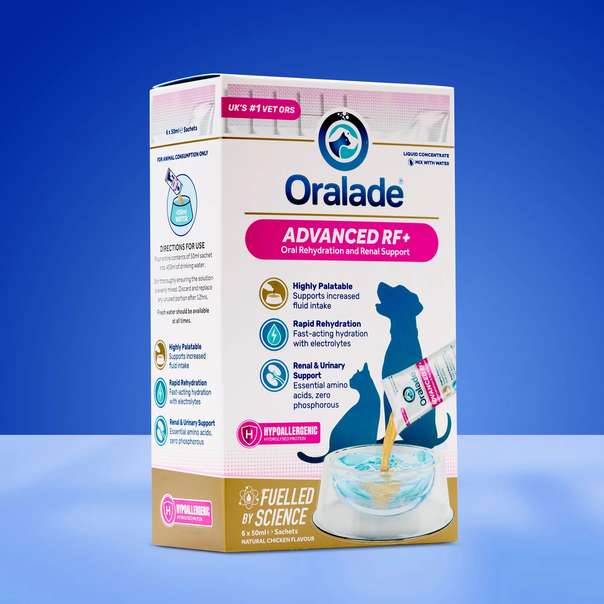 Oralade Advanced RF+ Liquid Concentrate Oral Rehydration for Dogs & Cats, 6x50ml Sachets