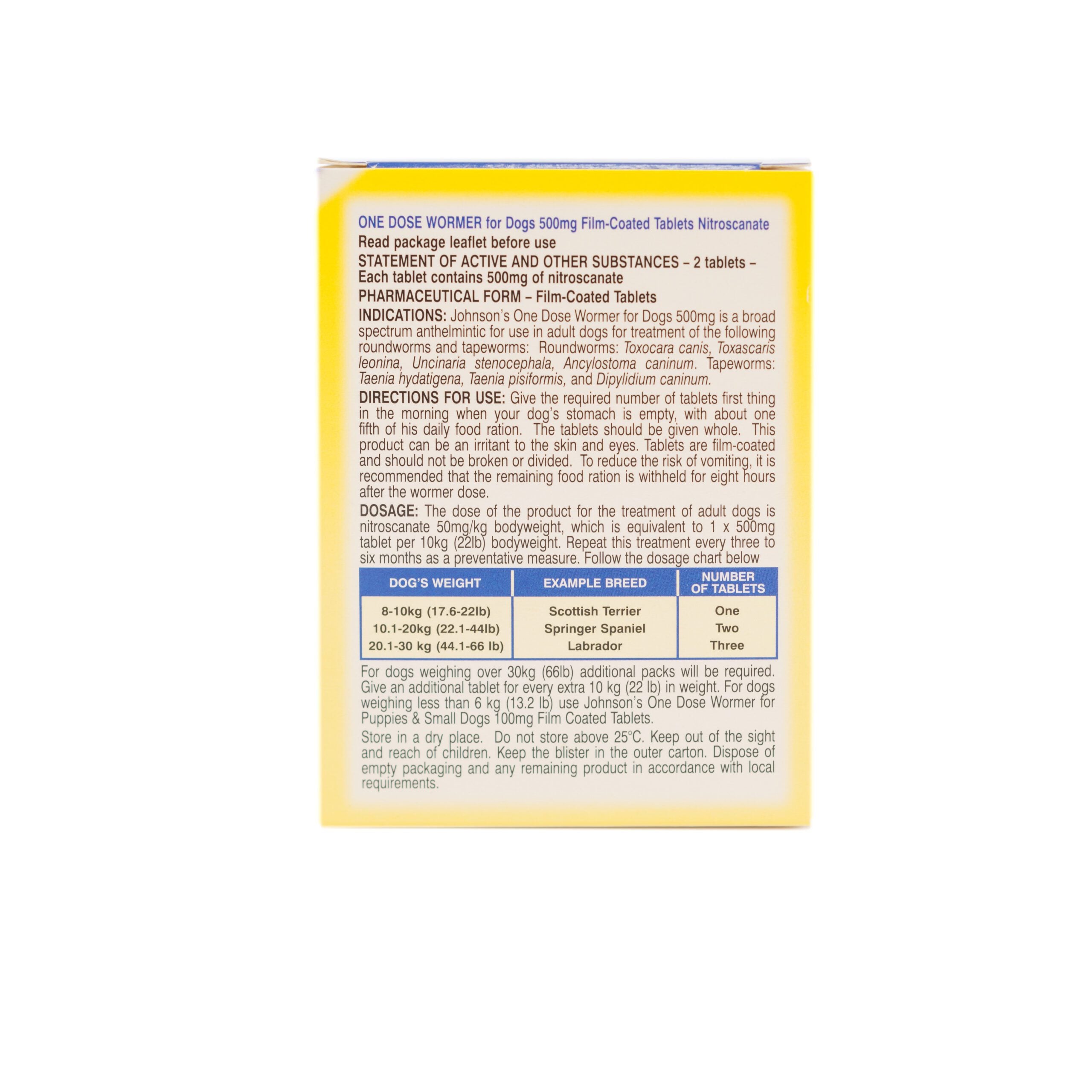 Johnson's One Dose Wormer for Medium Breed Puppies & Adult Dogs, Size 2