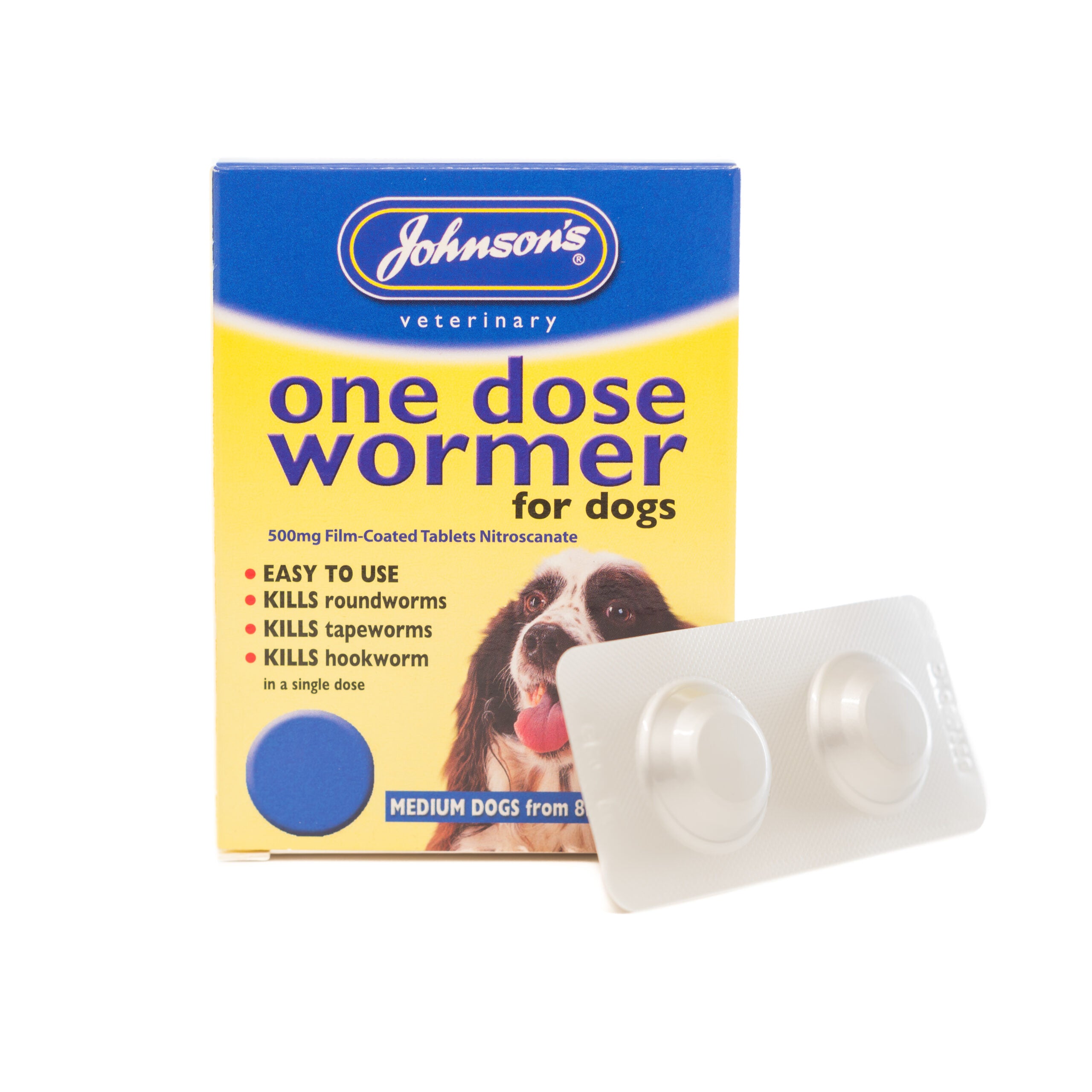 Johnson's One Dose Wormer for Medium Breed Puppies & Adult Dogs, Size 2