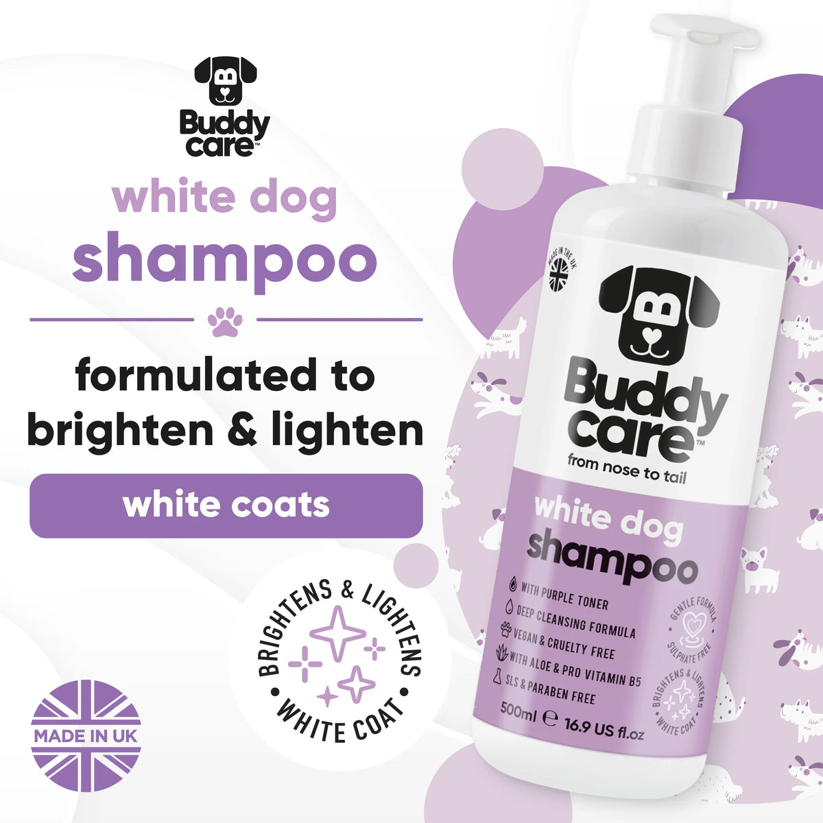 Buddycare White Dog Shampoo, 500ml