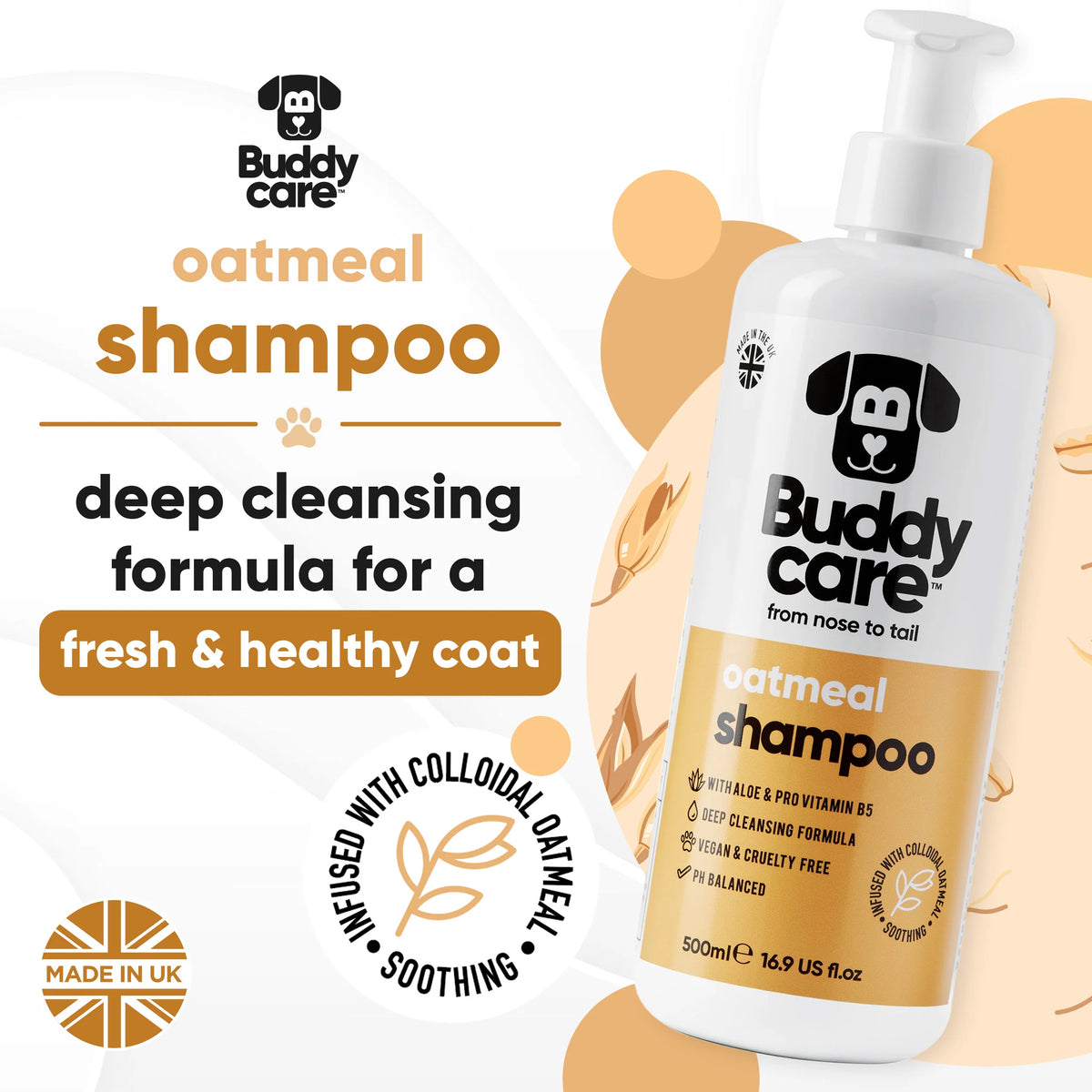 Buddycare Oatmeal Dog Shampoo, 500ml