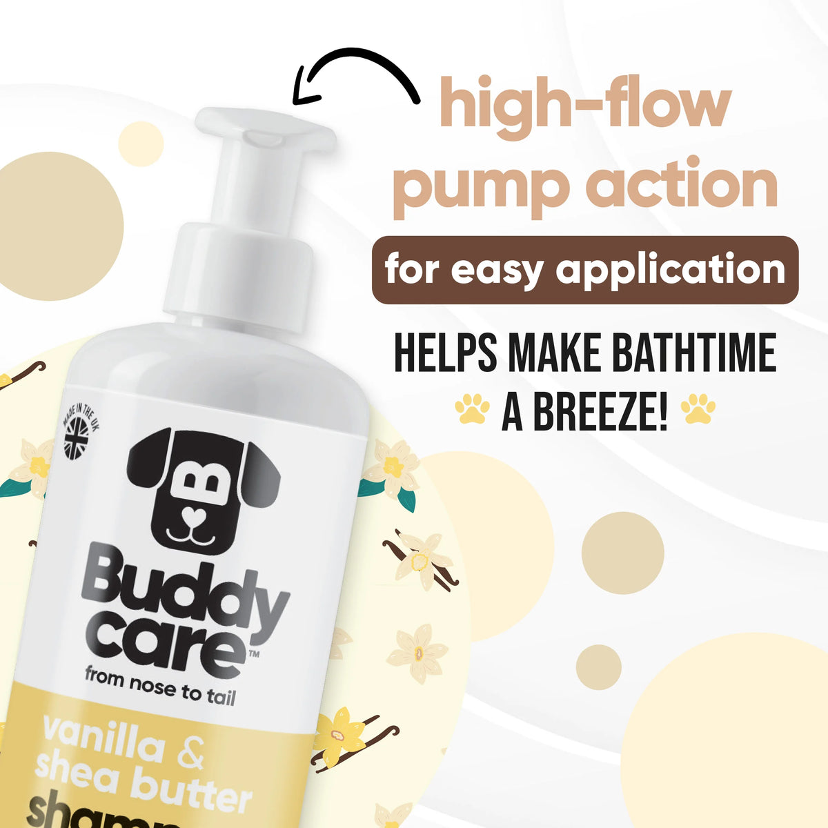 Buddycare Vanilla & Shea Butter Dog Shampoo, 500ml