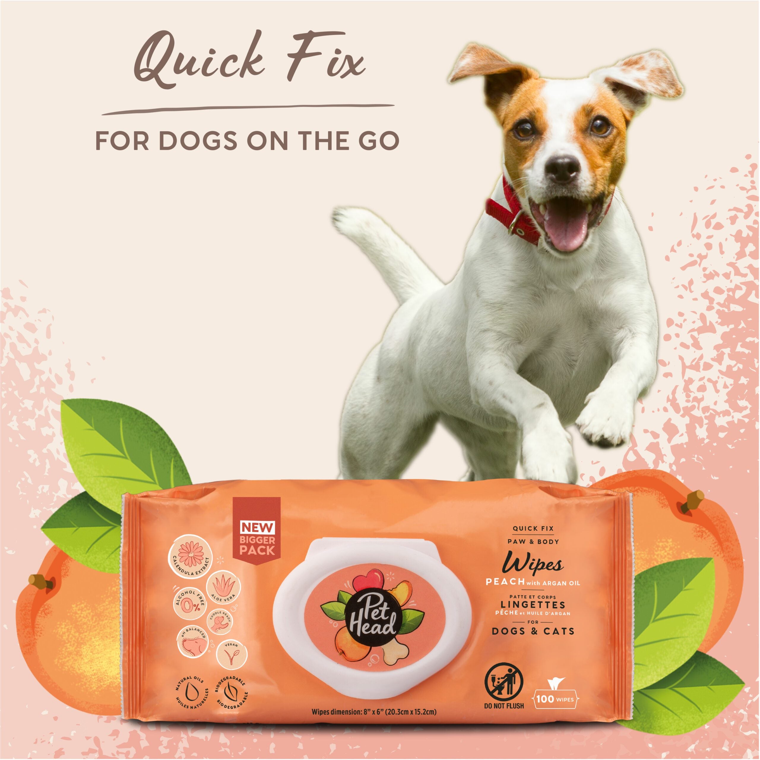 Pet Head Quick Fix Wipes for Dogs & Cats, 100 Pack