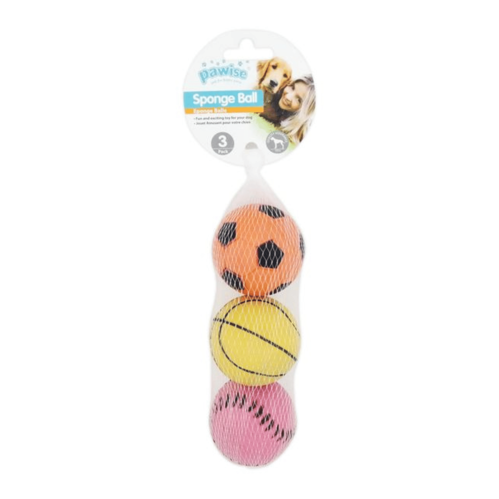 Pawise Sponge Ball Dog Toy 6cm, 3 Pack