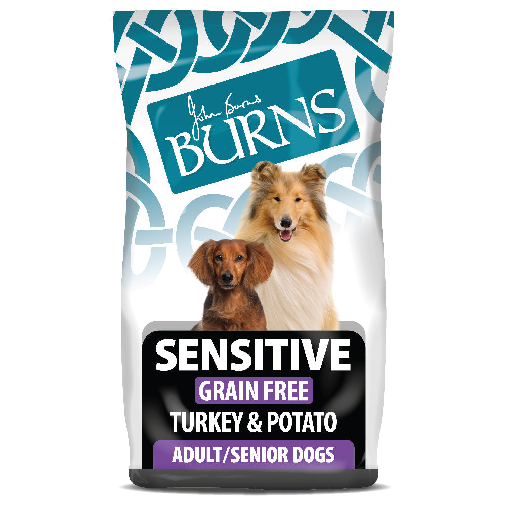 Burns Sensitive Grain-Free Turkey & Potato Dry Dog Food for Adult & Senior Dogs, 2kg
