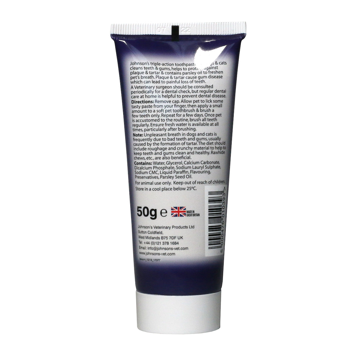 Johnson's Chicken Triple Action Toothpaste for Dogs & Cats, 50g