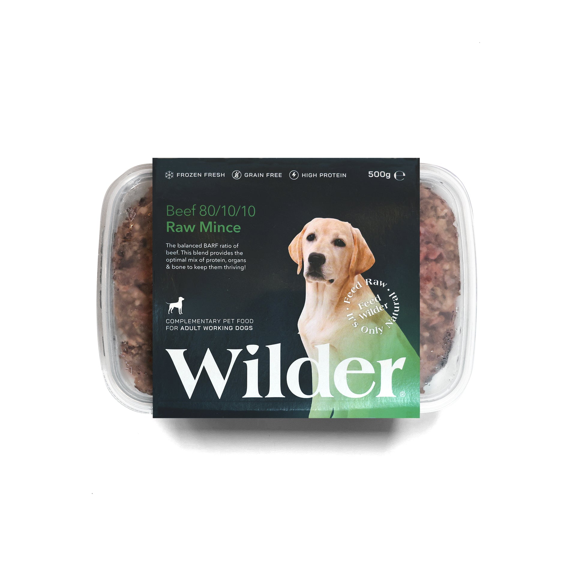 Wilder Beef 80/10/10 Raw Mince Dog Food for Adult Working Dogs, 1kg
