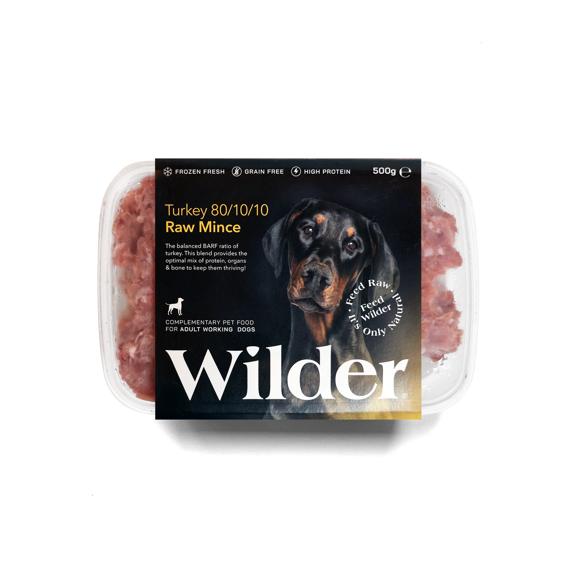 Wilder Turkey 80/10/10 Raw Mince Dog Food, for Adult Working Dogs 1kg
