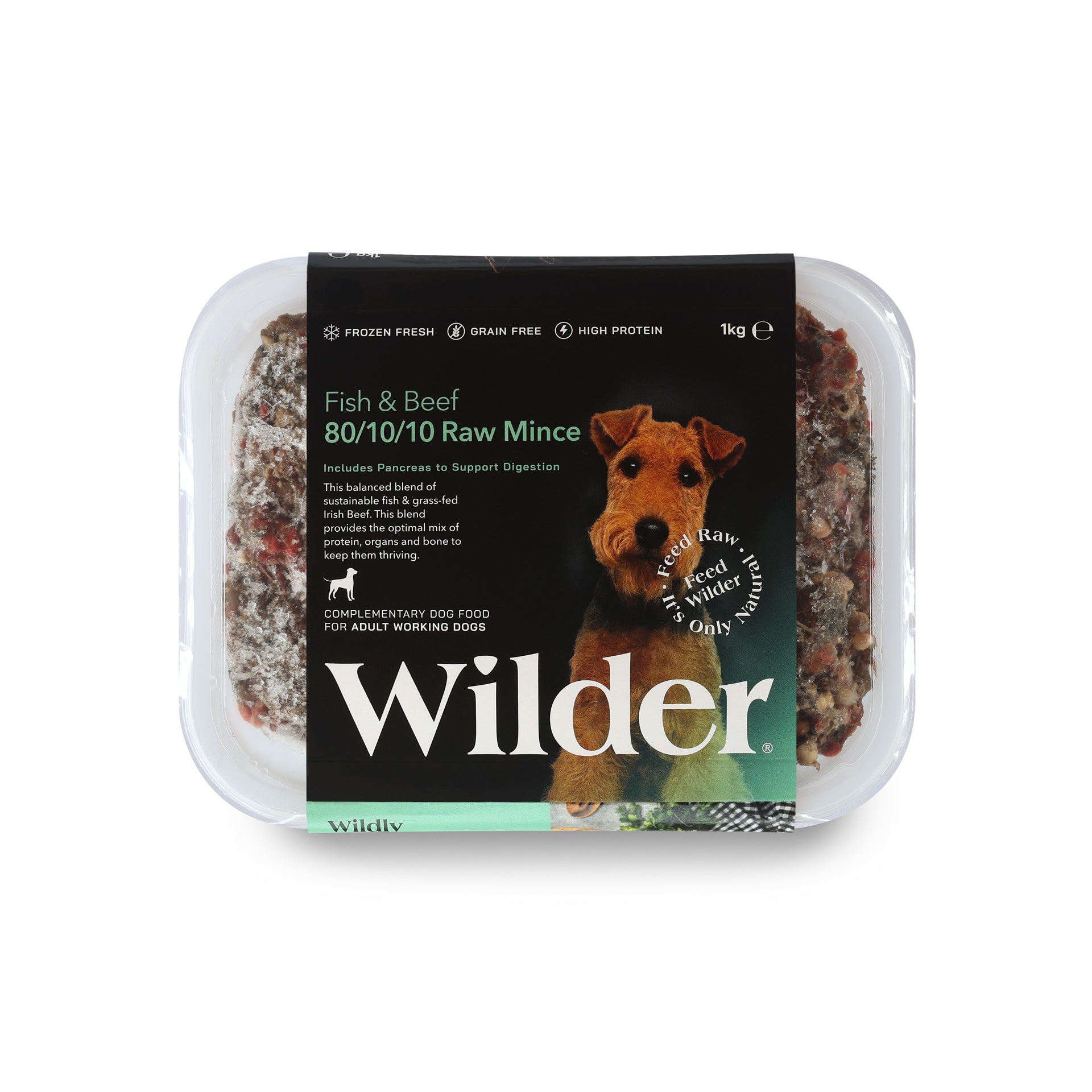Wilder Fish & Beef 80/10/10 Raw Mince for Adult Working Dogs, 1kg