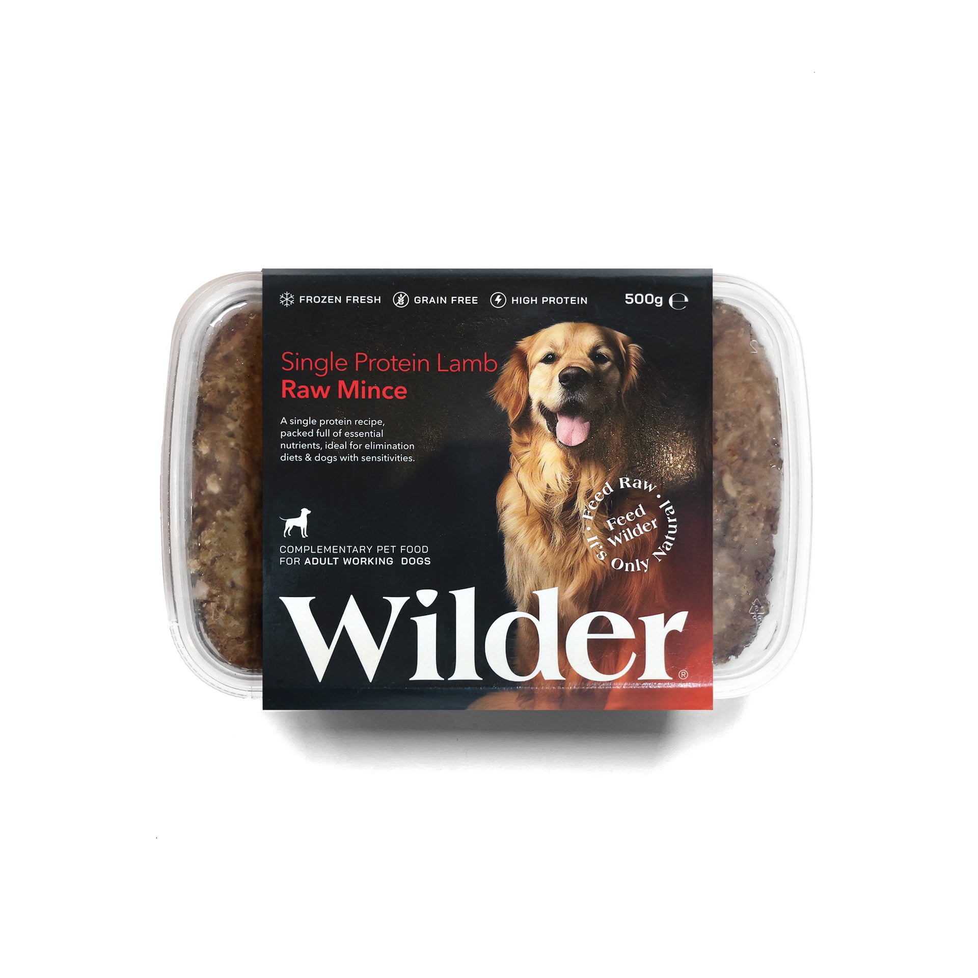 Wilder Single Protein Lamb Raw Mince for Adult Working Dogs, 1kg