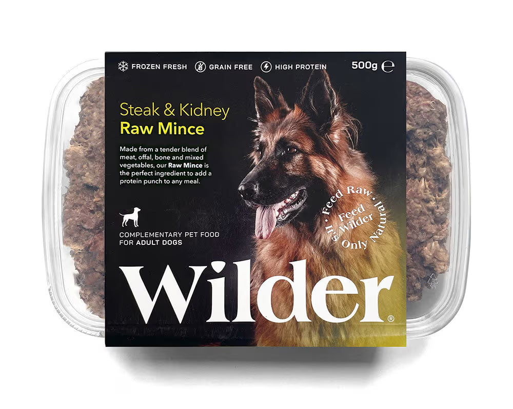 Wilder Steak and Kidney Raw Mince Dog Food for Adult Dogs, 1kg