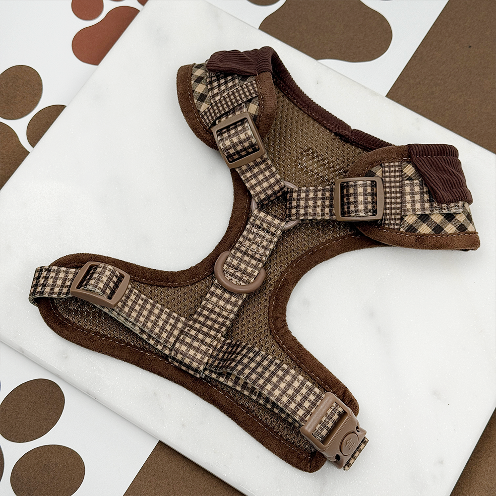 Cocopup Cotswolds Check Adjustable Neck Dog Harness