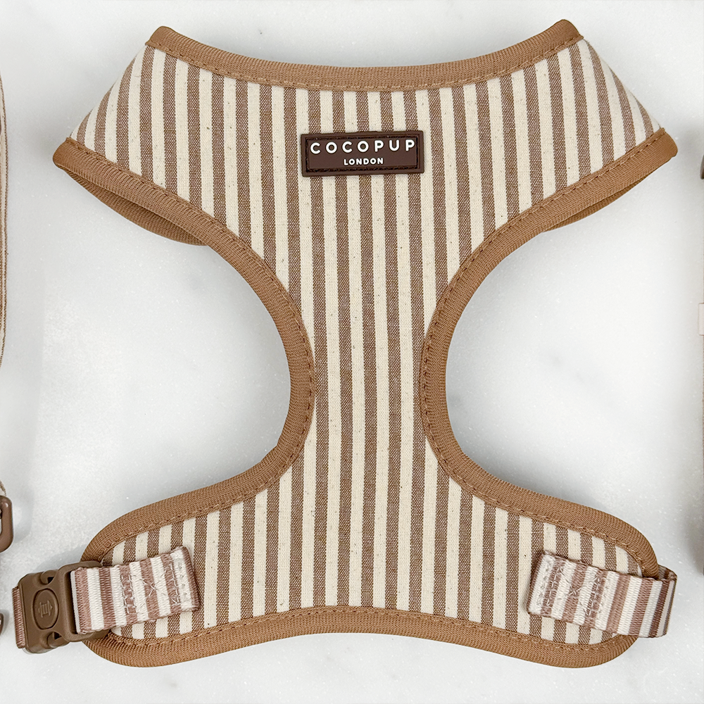 Cocopup London Linen Stripes Adjustable Neck Harness, Medium