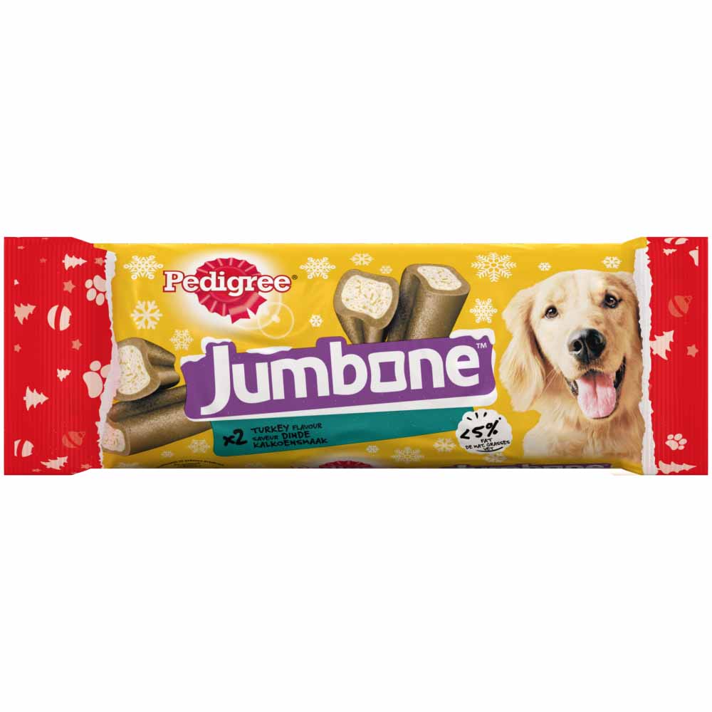 Pedigree Christmas Turkey Jumbone Medium Dog Treat for Medium/Large Breed Dogs, 2 Chews