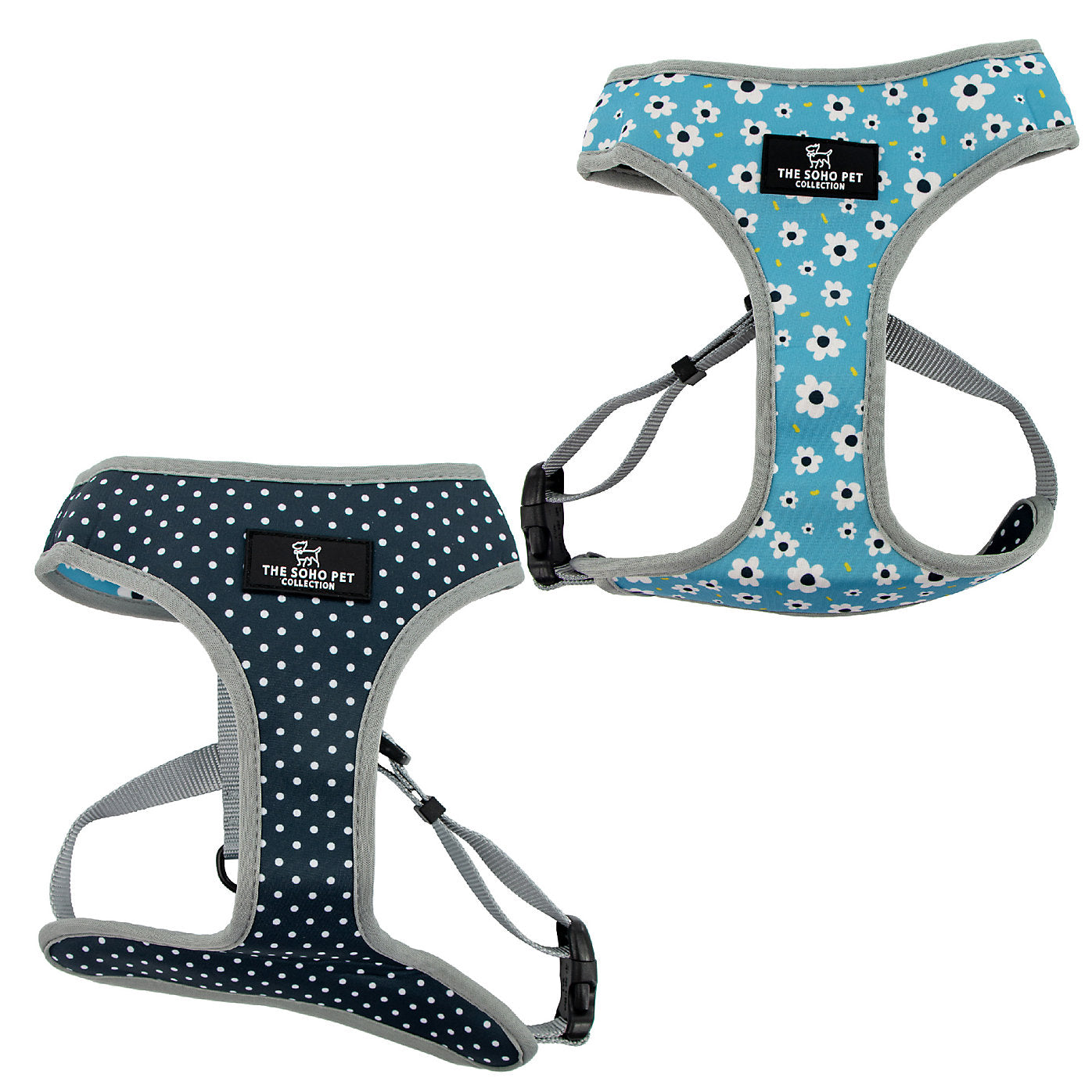 Ancol Soho Daisy/Polka Dot Patterned Reversible Dog Harness, Extra Small (23-38cm)
