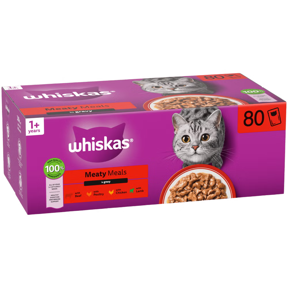 Whiskas Meaty Meals in Gravy Wet Cat Food for Adult Cats