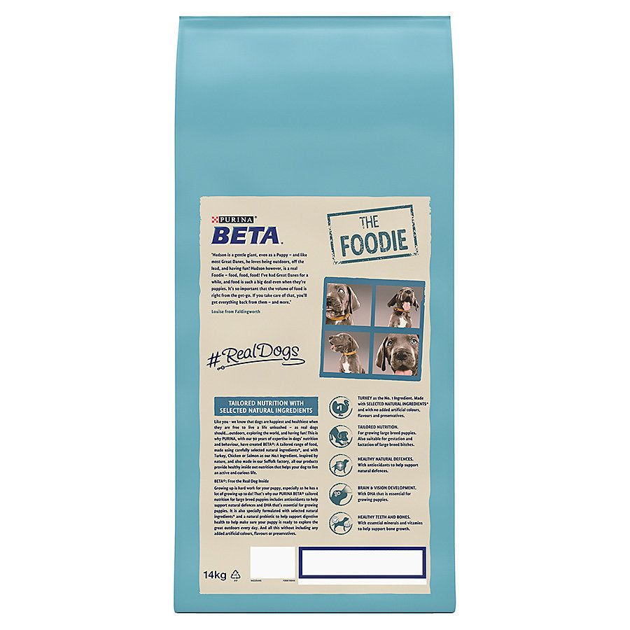 Beta Turkey Dry Dog Food for Large Breed Puppies, 14kg