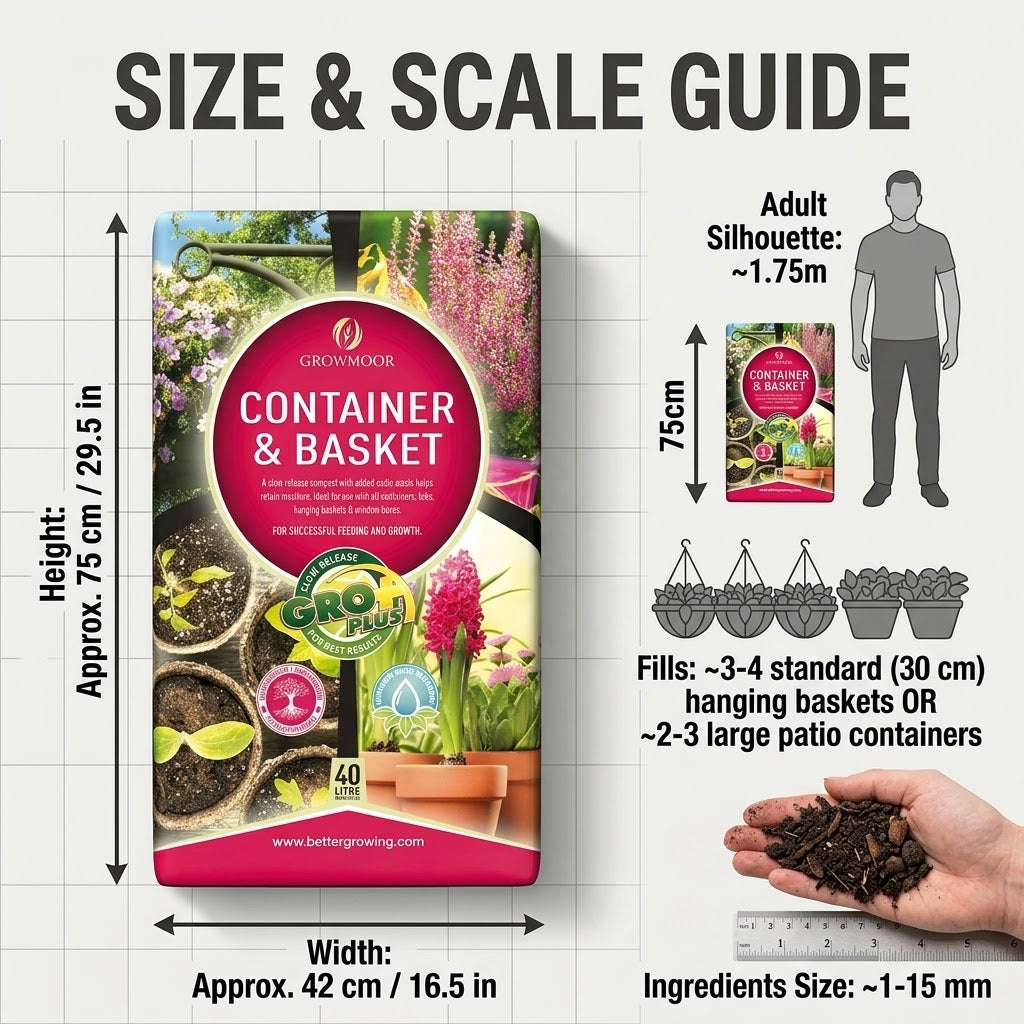 Growmoor Container & Hanging Basket Multi-Purpose Compost, 40L