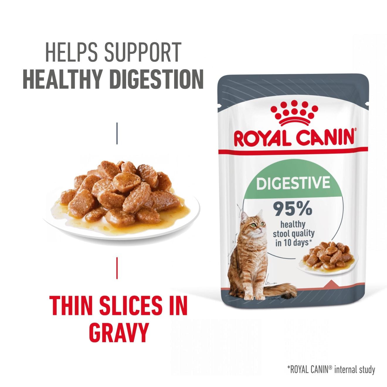 Royal Canin Digestive Care Wet Cat Food Thin Slices In Gravy for Adult Cats, 85g
