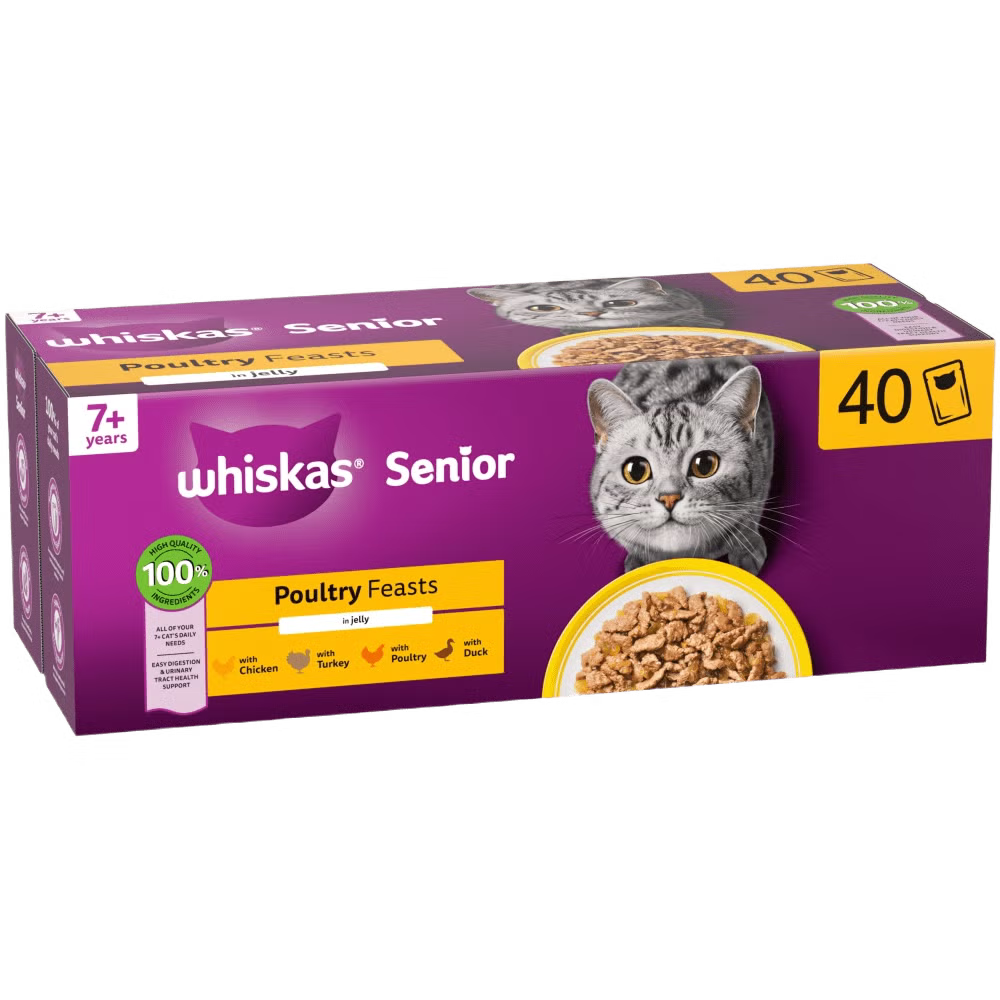 Whiskas 7+ Poultry Feasts in Jelly Wet Cat Food for Senior Cats