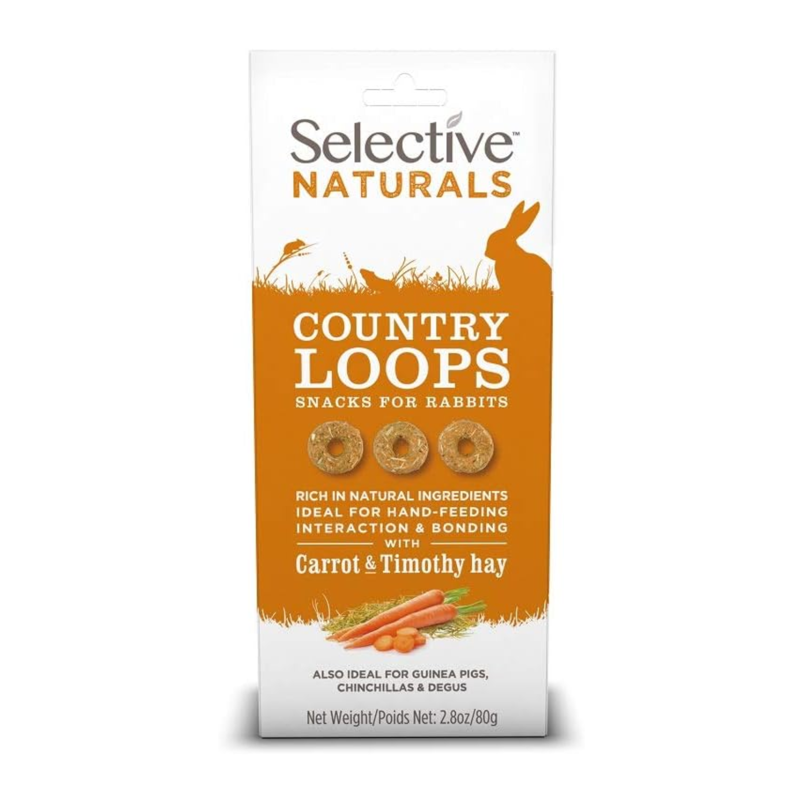 Selective Naturals Country Loops with Carrot & Timothy Hay Rabbit Treats, 80g