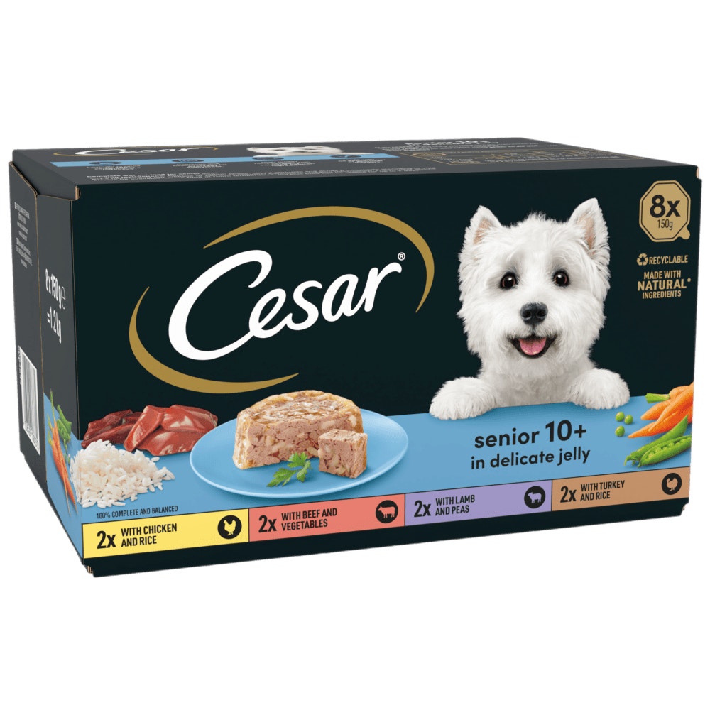 Cesar Meat in Delicate Jelly Wet Dog Food for Senior Dogs, 8 x 150g