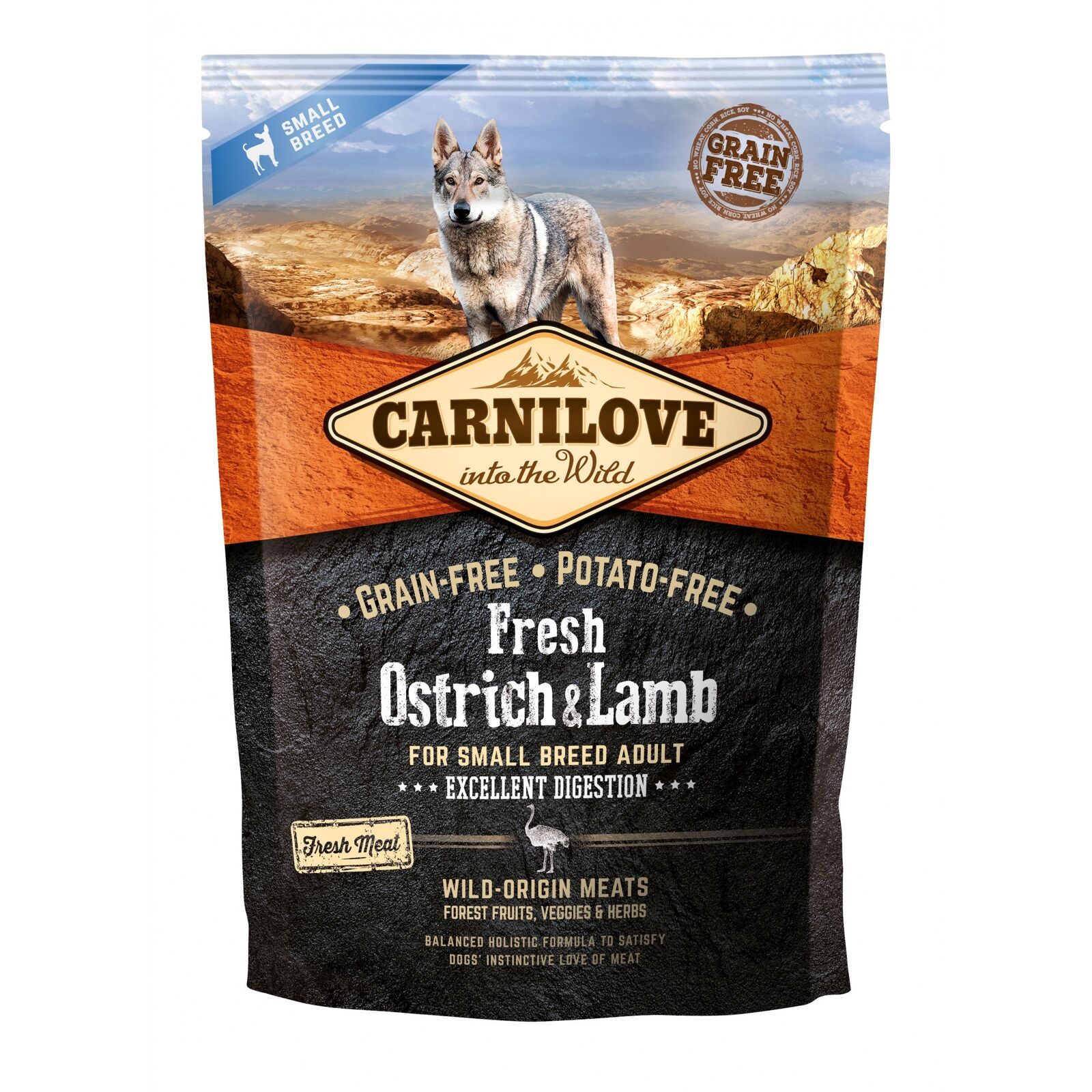 Carnilove Fresh Ostrich & Lamb Dry Dog Food for Small Breed Adult Dogs
