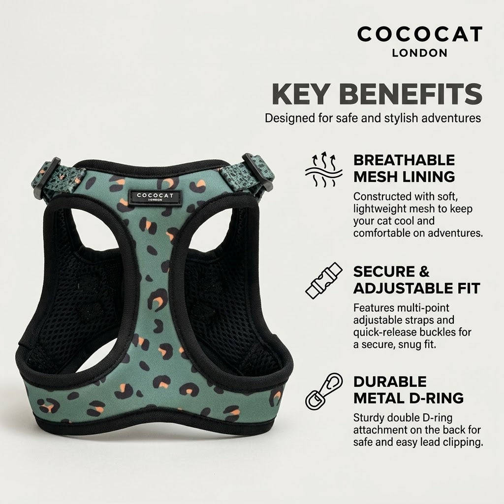 Cocopup Cat Harness, Khaki Leopard
