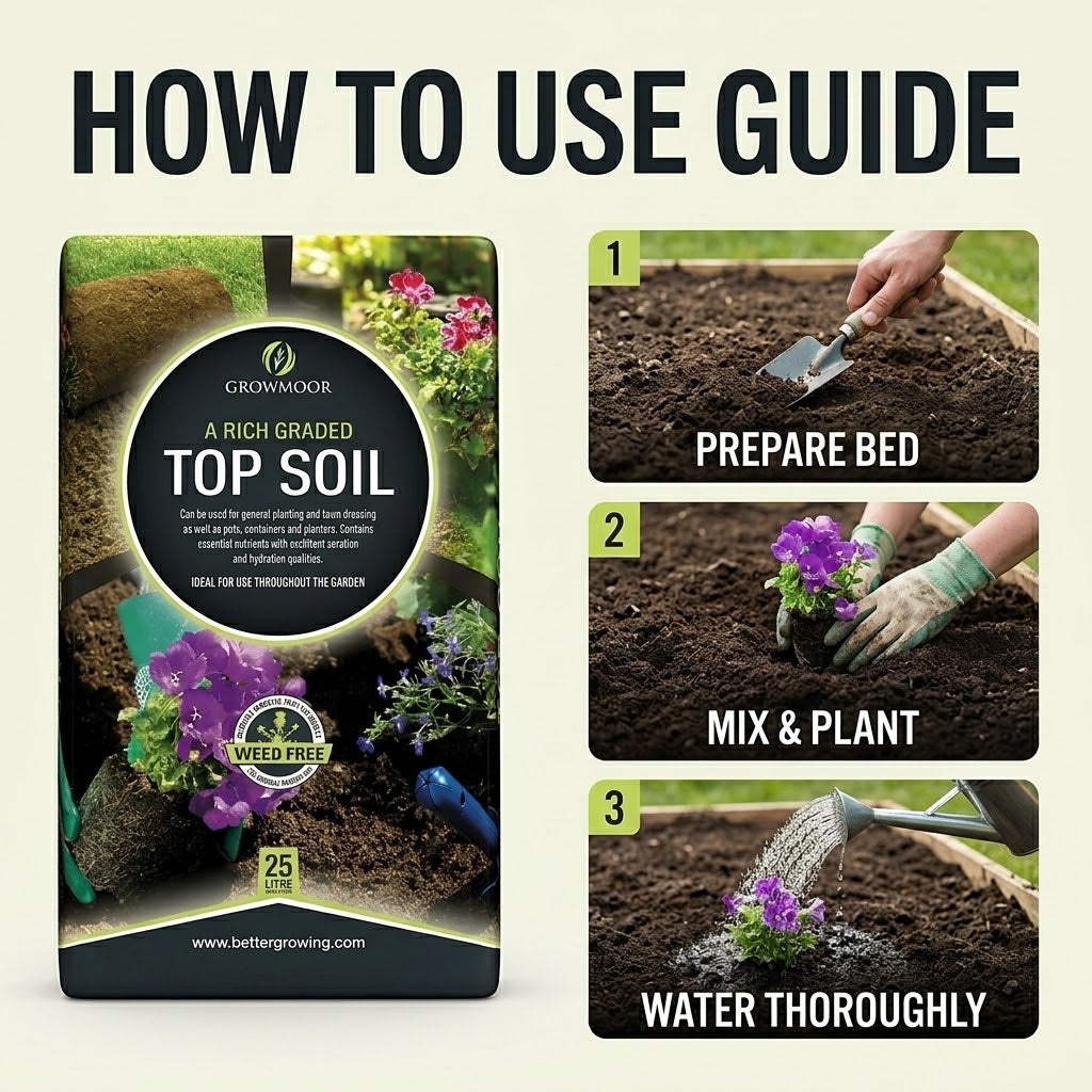 Growmoor Rich Graded Top Soil, 25L