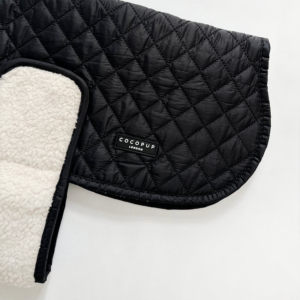 Cocopup Midnight Black Luxe Quilted Dog Coat, Medium