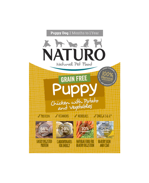 Naturo Grain Free Chicken & Potato with Vegetables Wet Dog Food for Puppies, 150g