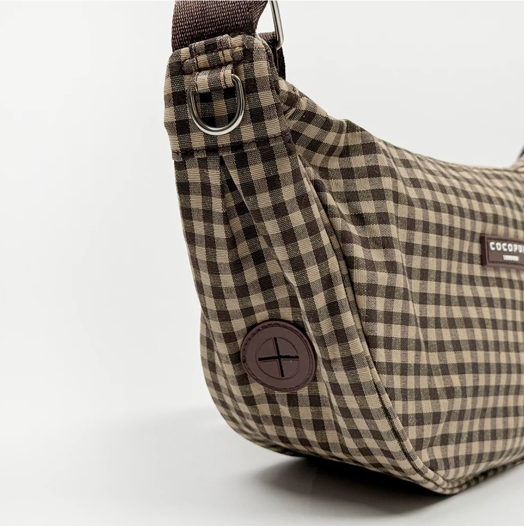 Cocopup Crossbody Crescent Dog Walking Bag, Cotswolds Check