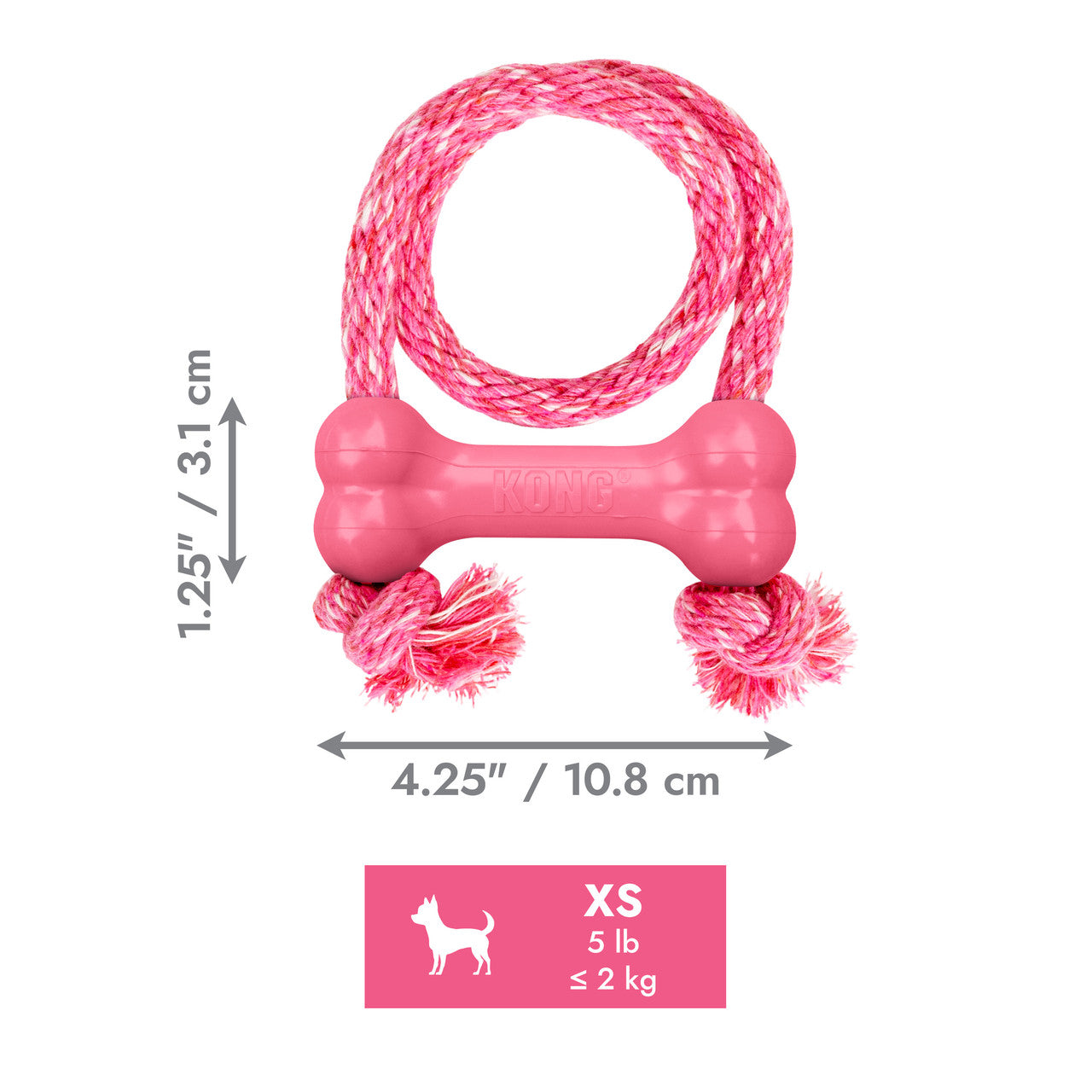 Kong Puppy Goodie Bone With Rope, Extra Small