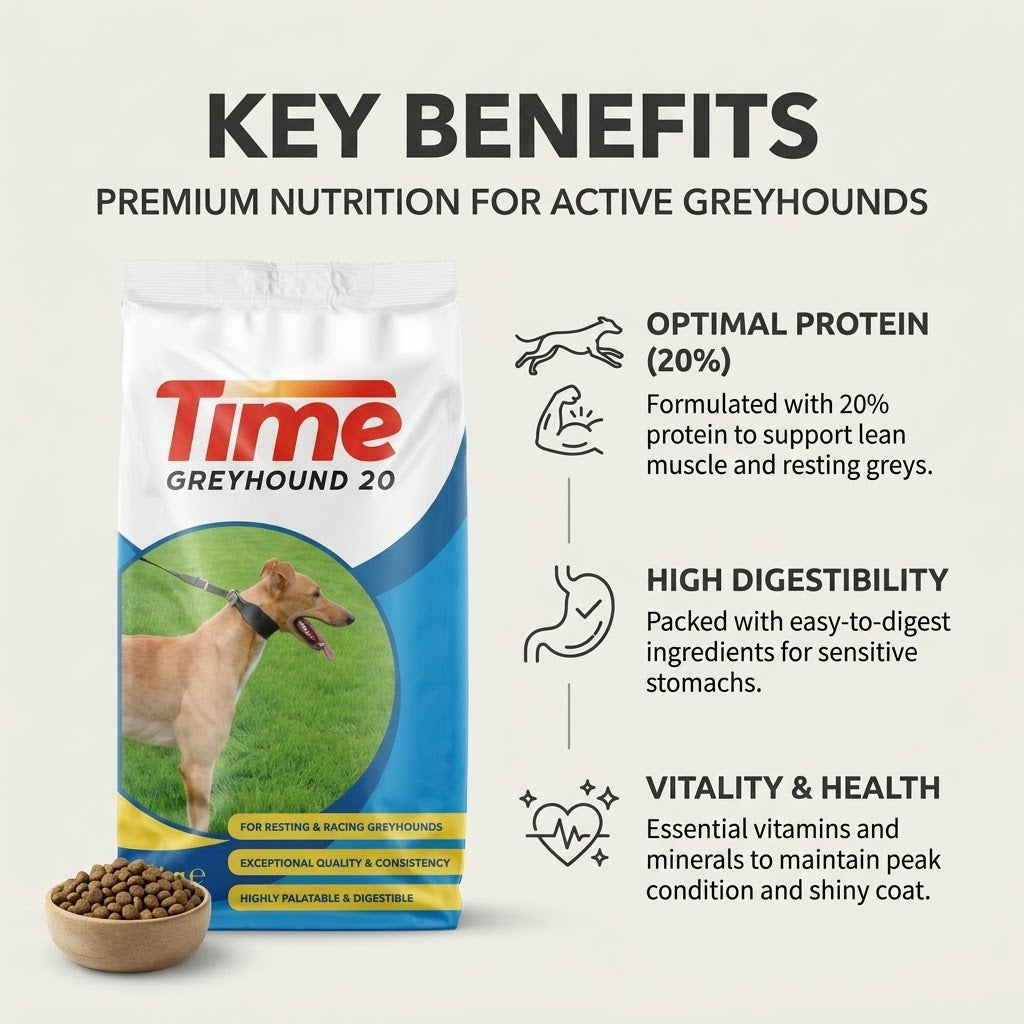 Time Greyhound 20 Dry Dog Food for Adult Dogs, 15kg