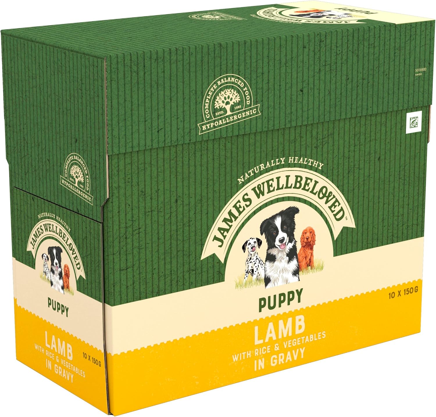 James Wellbeloved Lamb with Rice & Vegetables in Gravy Wet Dog Food for Puppies, 10 x 150g