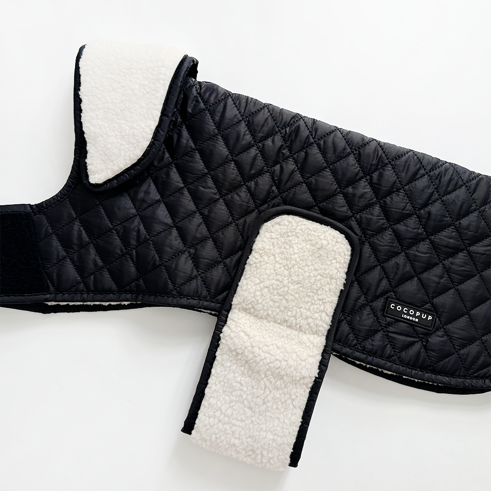 Cocopup Midnight Black Luxe Quilted Dog Coat, Medium