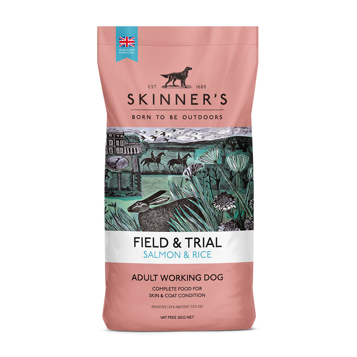 Skinners Field & Trial Salmon & Rice Dry Dog Food for Adult Working Dogs, 15kg