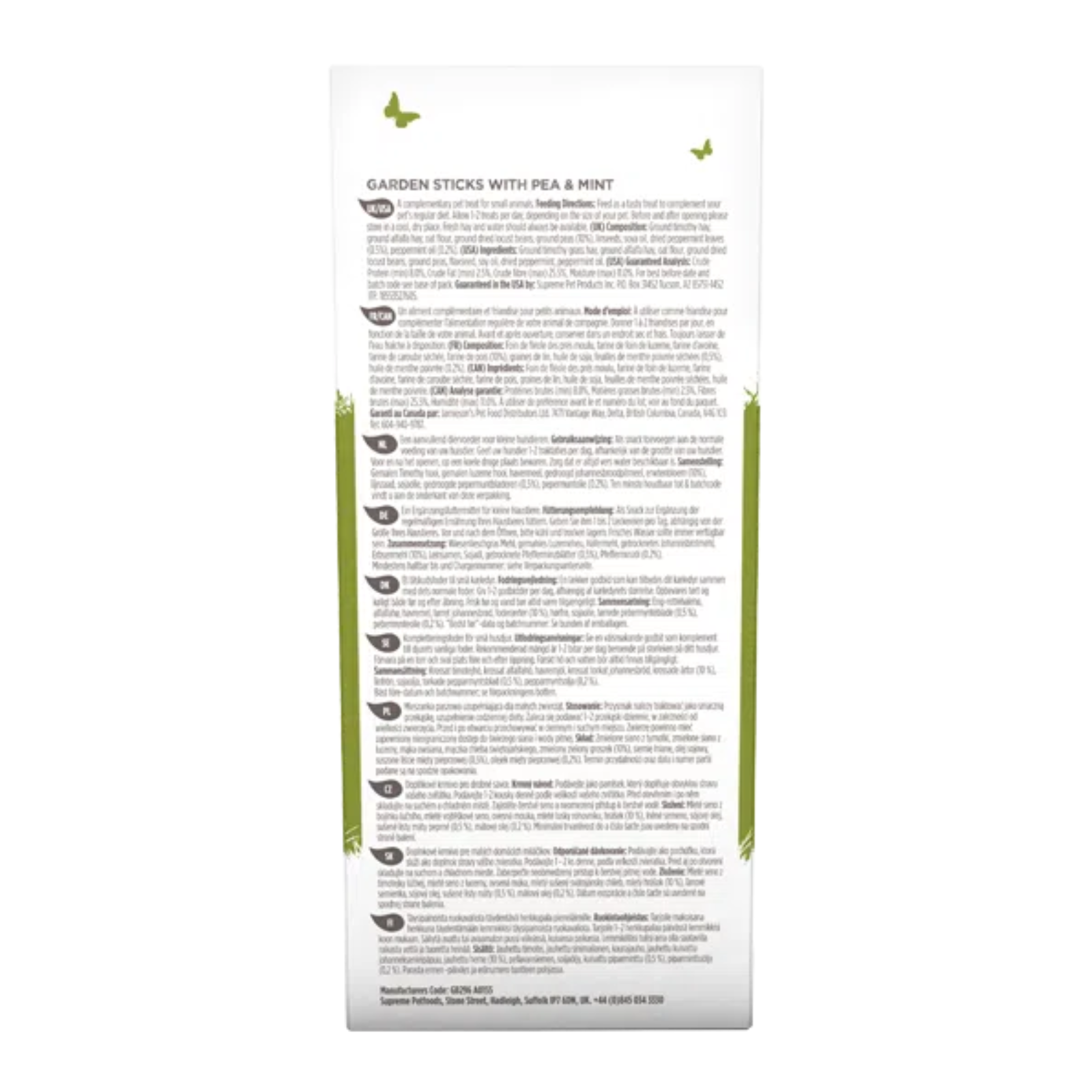 Selective Naturals Garden Sticks with Pea and Mint Rabbit Treats, 60g
